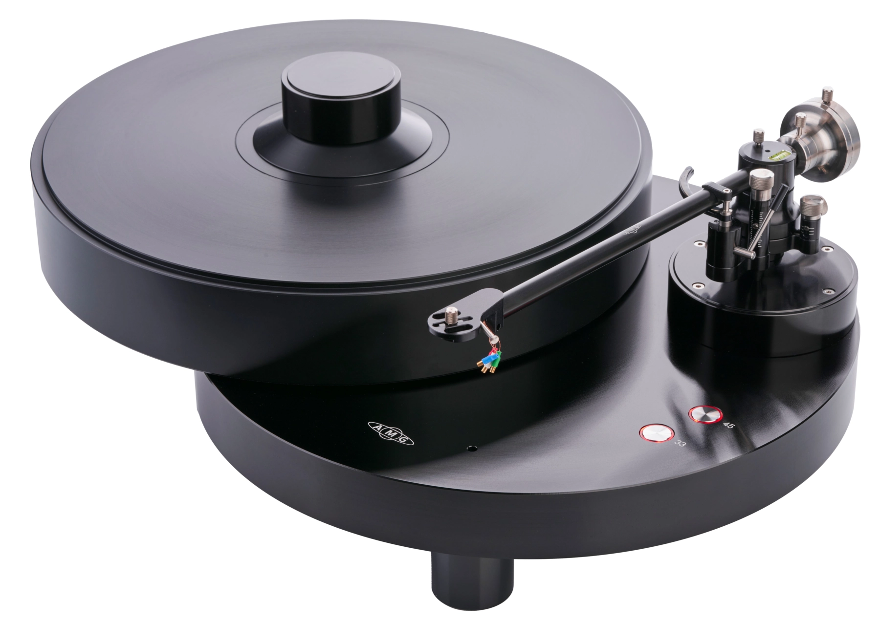 AMG Giro MK2 Plattenspieler in Schwarz ohne Zarge seitlich von oben