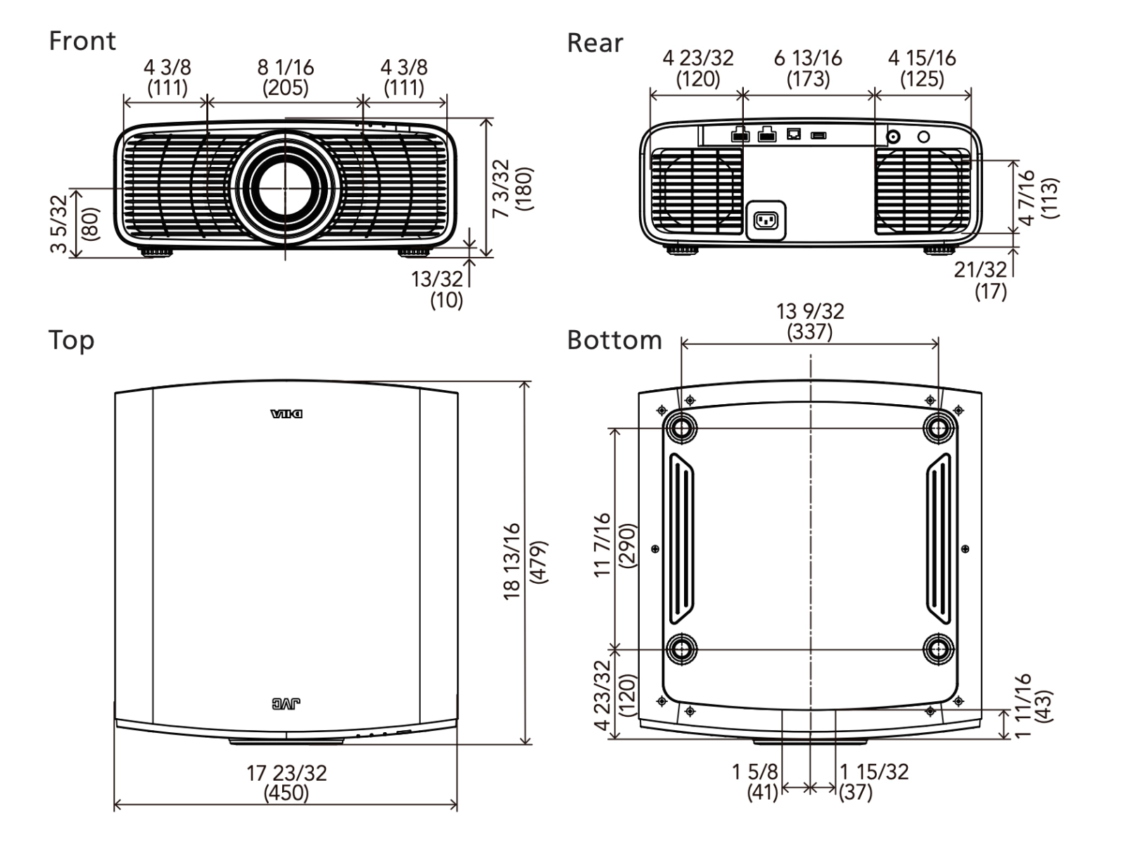 Masszeichnung JVC NZ500 und NZ700