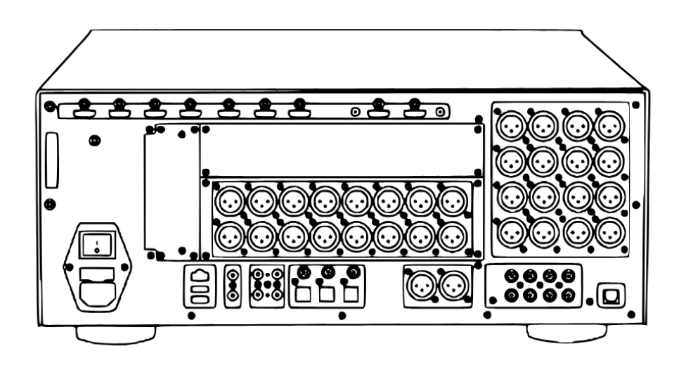 Stormaudio ISP Elite MK3 32 analog – Visualisierung Rückseite mit Anschlüssen