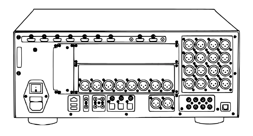 Stormaudio ISP Elite MK3 24 analog – Visualisierung Rückseite mit Anschlüssen
