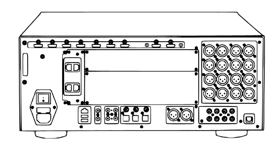 Stormaudio ISP Elite MK3 32 analog – Visualisierung Rückseite mit Anschlüssen