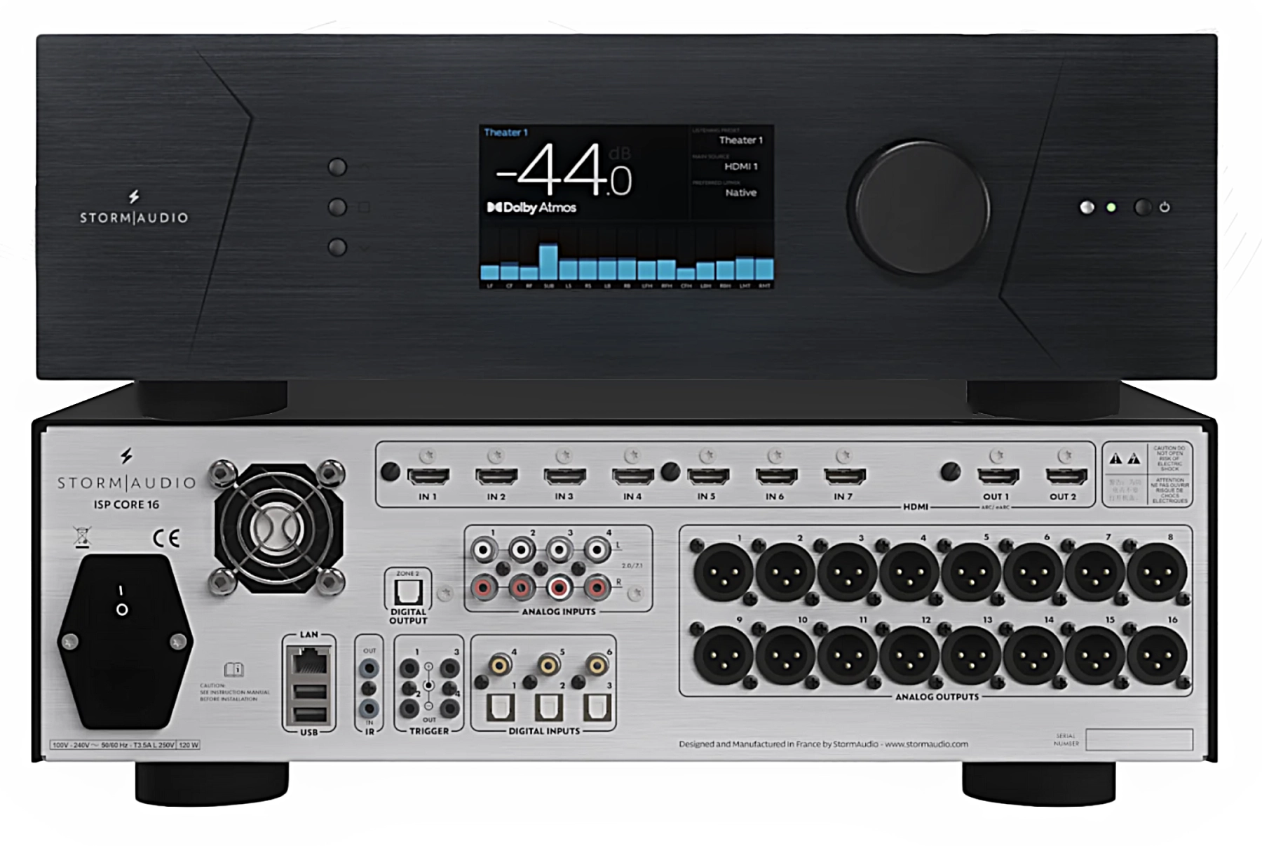 Stormaudio Core 16 Front und Rückseite