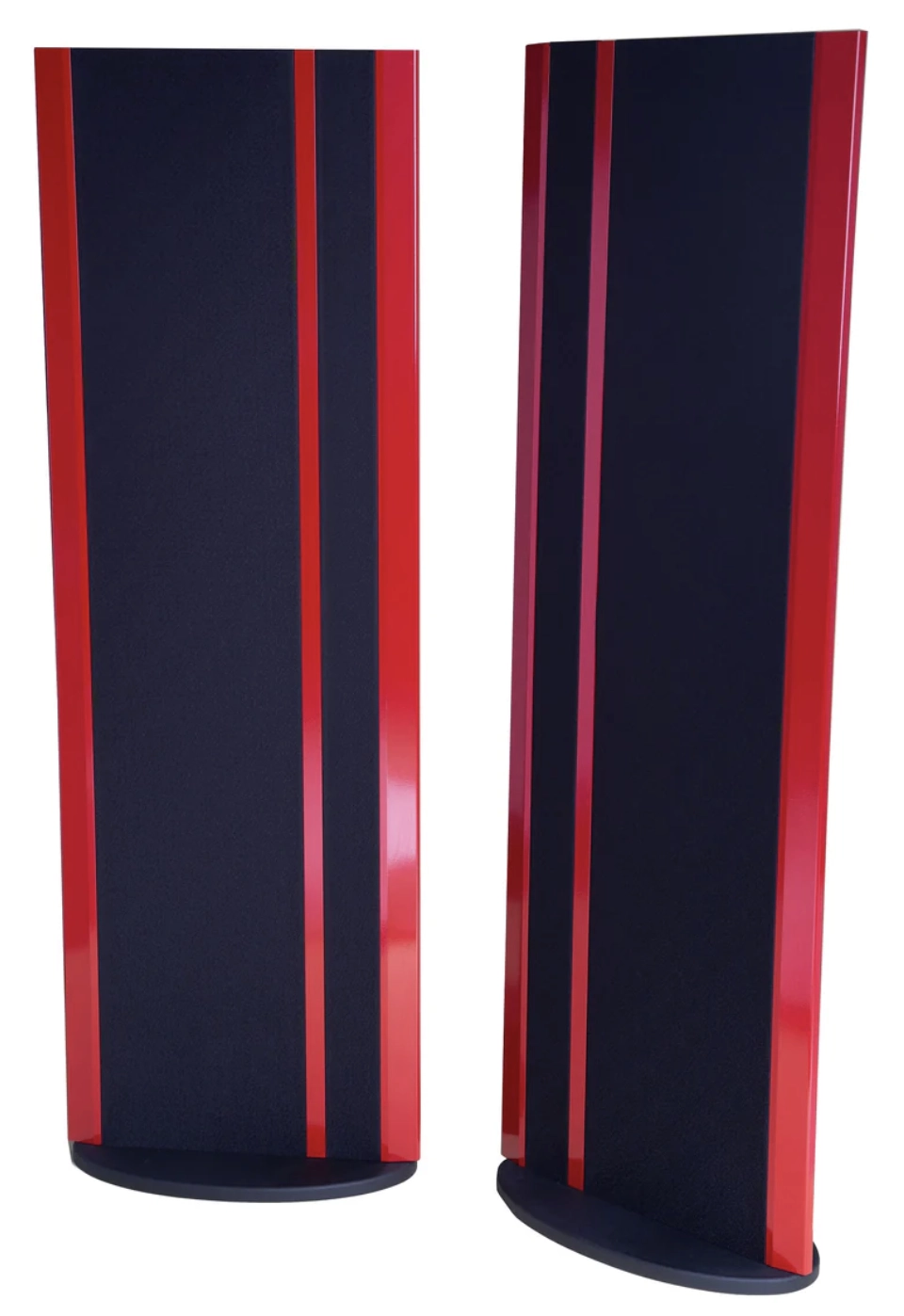 Magnepan 3.7i in rotem Aluminium-Rahmen mit schwarzer Stoffbespannung