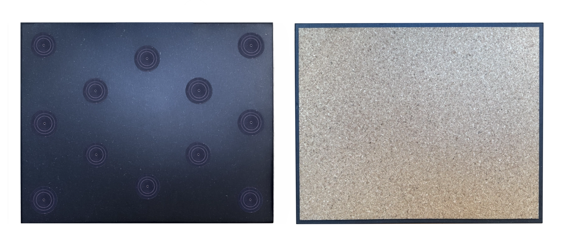 Lehmannaudio 3S Zusatzbasis SE Vorderseite mit Gewebescheiben und Rückseite mit vollflächigem Kork