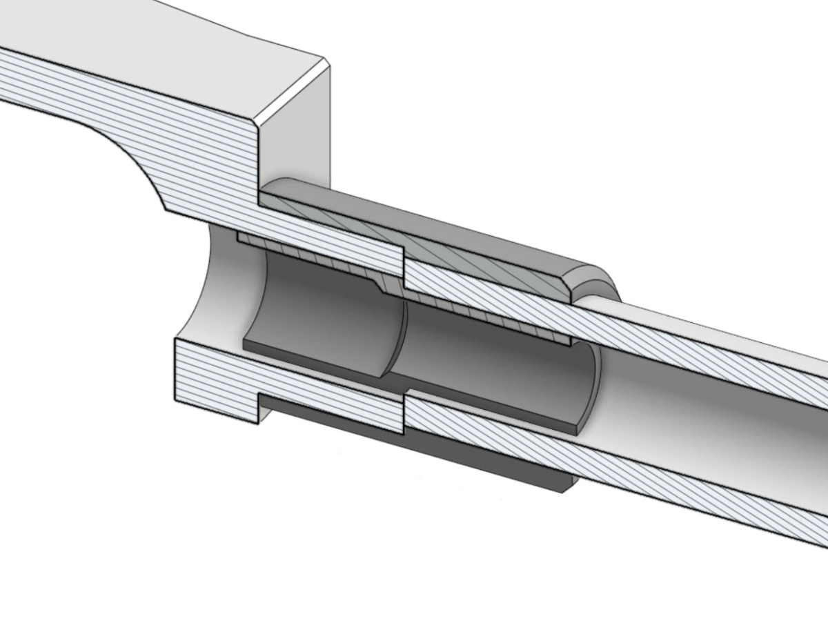 Illustration: Übergang Tonarmrohr aus monokristallinem Saphir zum Headshell beim Korfaudio CF9/10