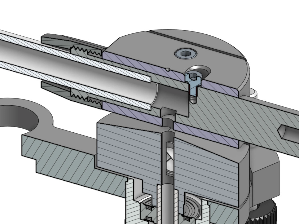 Illustration: Übergang Tonarmrohr aus monokristallinem Saphir zum Lagerblock beim Korfaudio CF9/10