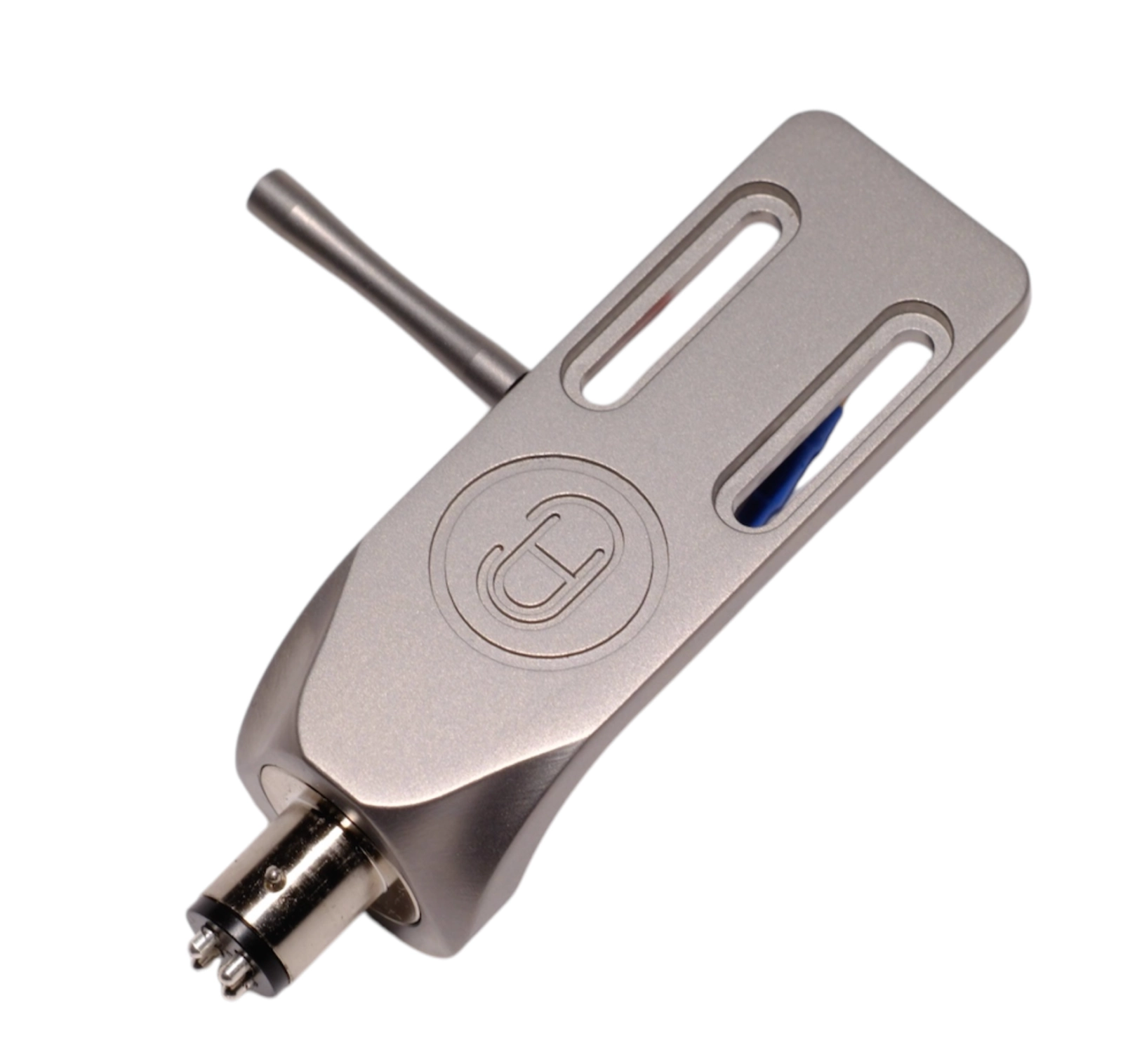 GrooveMaster HS-02 Ti Headshell von oben mit sichtbarem SME-Flansch