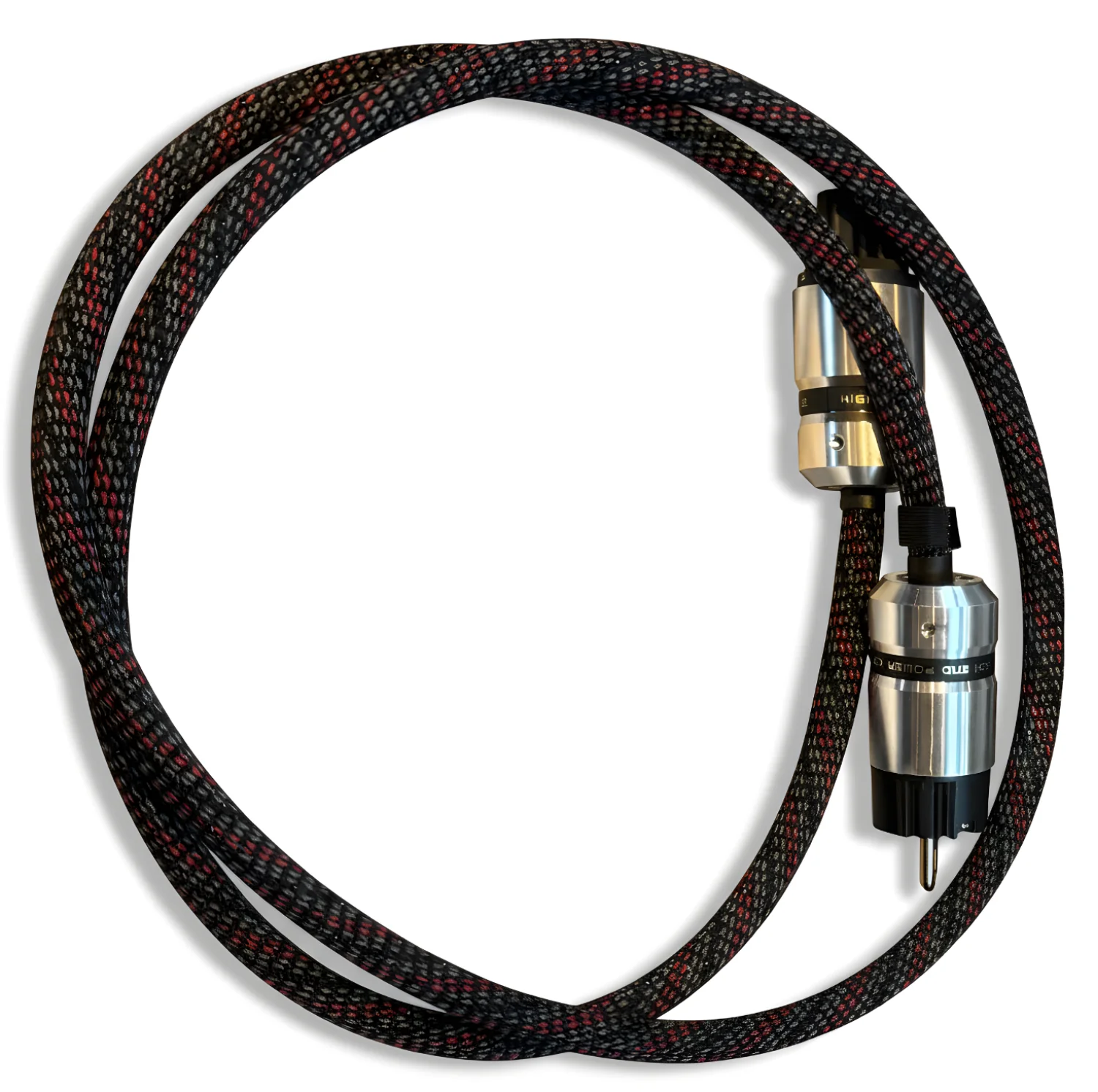 Supra Netzkabel konfektioniert von Audio-Freak mit alternativen Steckern und Gewebeschlauch von Viablue in gelb-grau