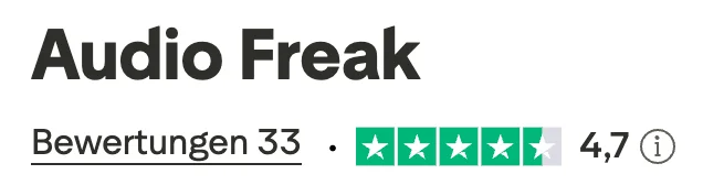 Trustpilot Siegel mit 33 Fünf-Sterne-Bewertungen